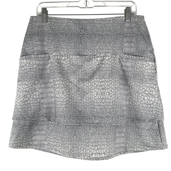 Lucky In Love Tennis Skort Skirt Large Gray Snake Crocodile Print SS-2061 - Picture 1 of 10